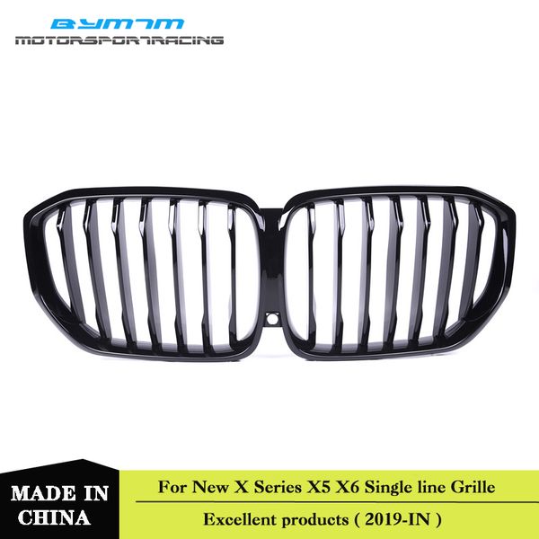 

single line style bright black front bumper grille for bmw x5 x6 g05 g06