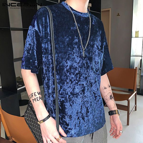 

iincerun summer men casual t shirt crew neck short sleeve korean style fashion streetwear tee 2020 loose camiseta masculina, White;black