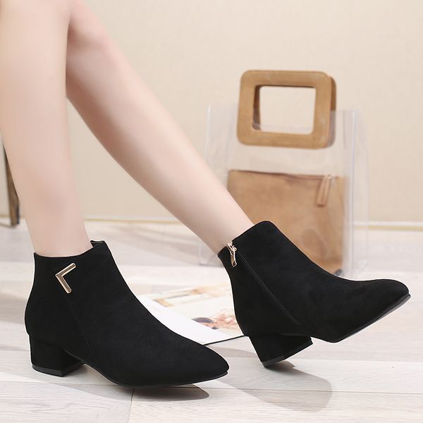 

size 35-50 nice new women suede ankle boots soft casual platform shoes woman flat heels female black khaki zipper footwear