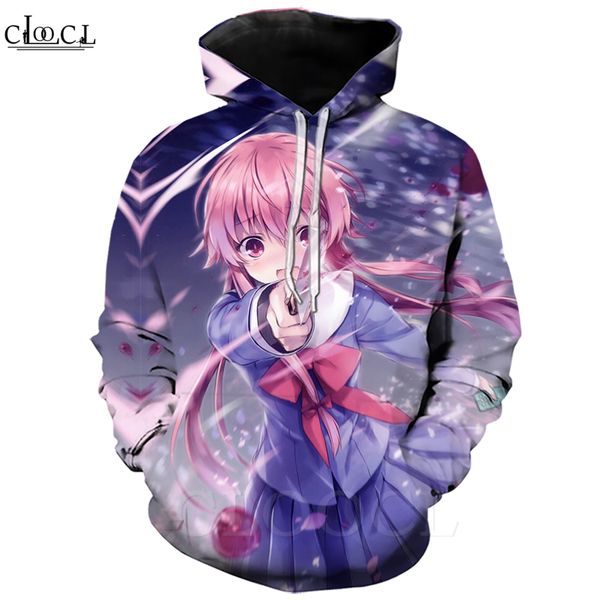 

2020 нового стиль аниме future diary hoodie 3d печать мужчины женщина gasai юн пуловеры креативного homme одежда с капюшоном пальто, Black