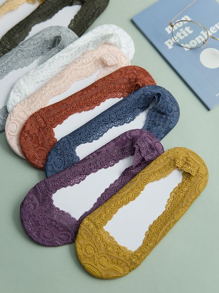 

прекрасная летние высокий каблук носки силиконового нескользящий невидимый lace удобный footies женщина счастливых носки оптом 10pairs = 20ш, Black;white