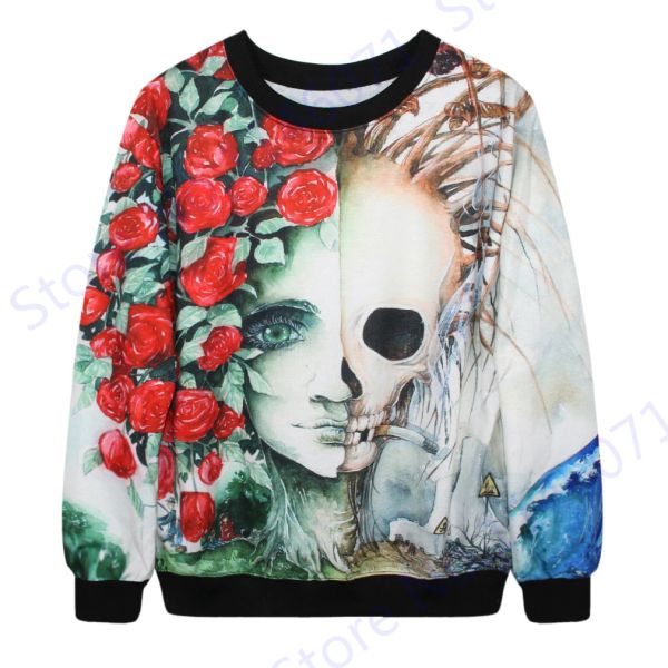 

Sugar Skull Hip-Hop Skateboard Sweaters Scary Skeleton Sweatshirt Oversized Halloween Tracksuits Winter Men's Kawaii Jacket Coat