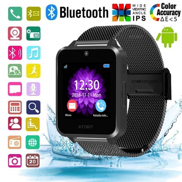 

Bluetooth Smart Watch Z60 Stainless Steel Support SIM Card TF Card Camera Fitness Tracker Smart Sports Watch Applicable to IOS Android Phone