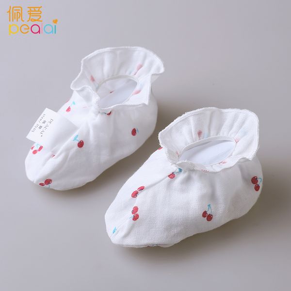 

gauze foot cover print baby floor socks infant child socks non-slip newborn boy girl children's accessories, Pink;yellow