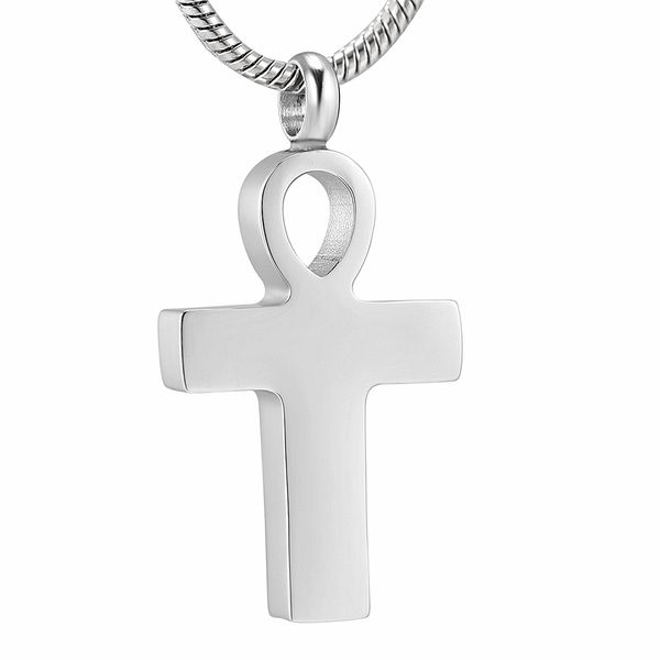 

ijd11126 engraveable plain cremation cross ashes pendant for my loving dad/mom/child memorial jewelry urn necklace, Silver