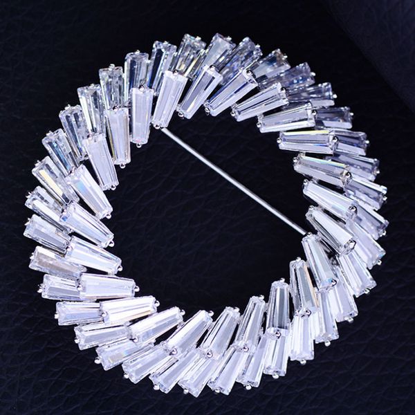 

zlxgirl korean version of high-end temperament brooch simple personality geometric shape circle brooch pendant double jewelry, Gray