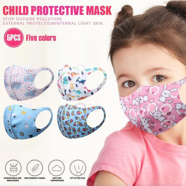 

face maskswashable and reusable 5pc child kids baby breathable filter cartoon faceshield protective s face maskswashable xiokw, Silver