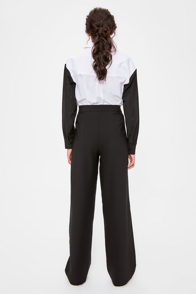 

trendyol черный flare брюки twoaw20pl0244, Black;white