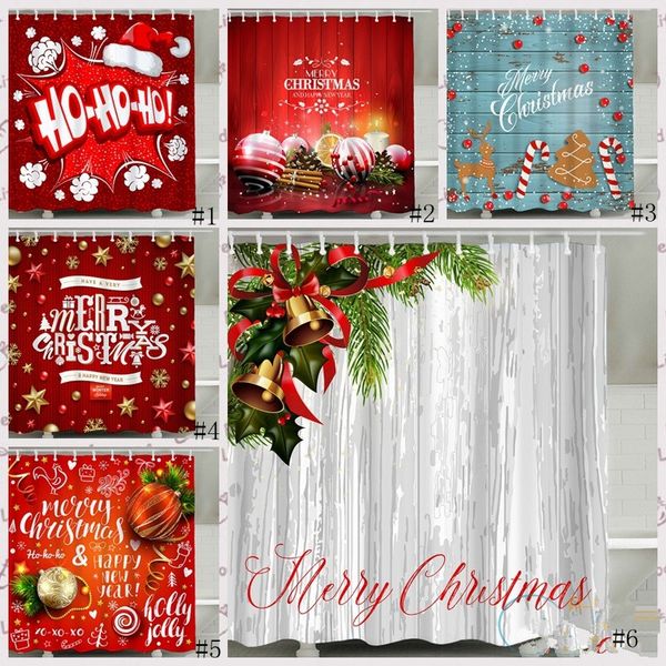 2019 Christmas Shower Curtain Santa Claus Snowman Waterproof 3d