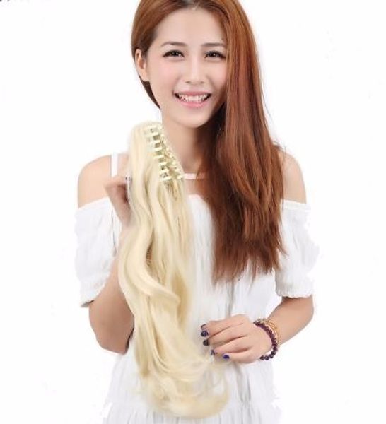 2019 Fashion 18 Long Wavy Ponytail Claw Ponytails Synthetic Clip