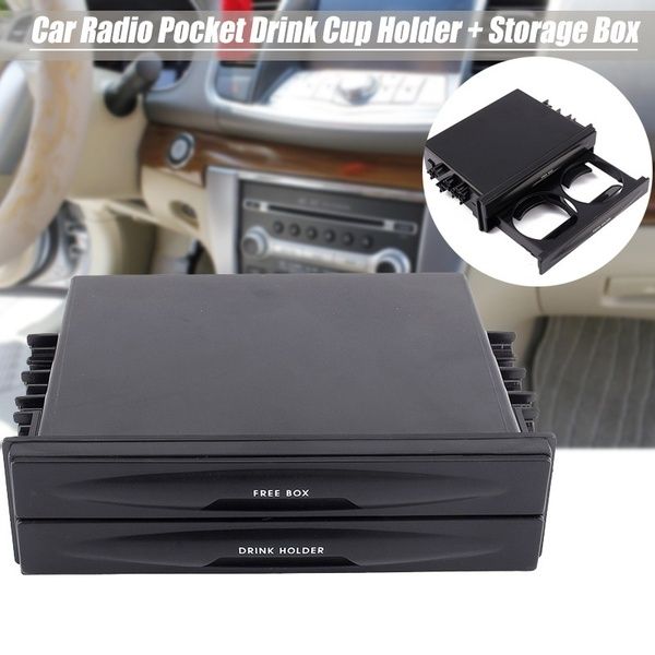 

2 in 1 universal car auto double 1 din pocket radio multifunction car organizer plastic storage box drink cup holder