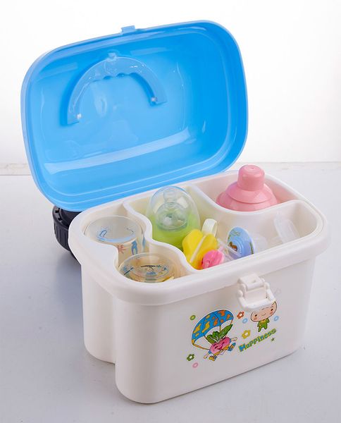 

new baby kids children portable bottle drying racks with anti-dust cover large nursing bottle storage box baby dinnerware