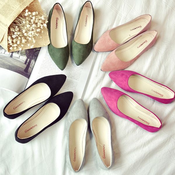 

2019 women flats pointed toe slip on flat shoes woman ballet flats faux suede shallow shoes ladies loafers zapatos mujer a7477, Black