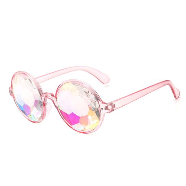 

wholesale-round kaleidoscope sunglasses retro party designer rave festival mosaic glasseeyewear for female male ing, White;black