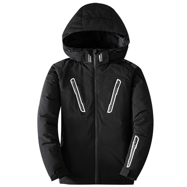

men hooded down jackets water resistant breathable windproof thickened winter outdoor outcoat hv99, Blue;black