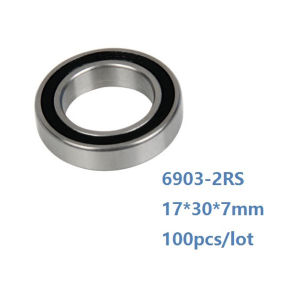 100pcs / 6903RS lote 6903-2RS 6903 tendo RS 2RS bola 17 * 30 * 7 milímetros de borracha da parede fina cobrir Deep Groove Ball Bearing 17x30x7mm