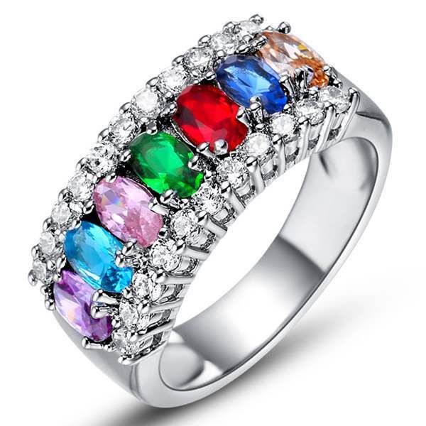 

wholesale-925 sterling silver rings crystal rhinestone cluster ring retro jewelry 4 size for options model no. r003, Golden;silver