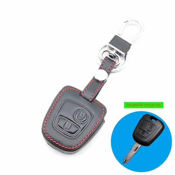 

leather genuine leather car key case for 107 206 207 307 407 308 607 for c2 c3 c4 c5 c6 c8 key cover