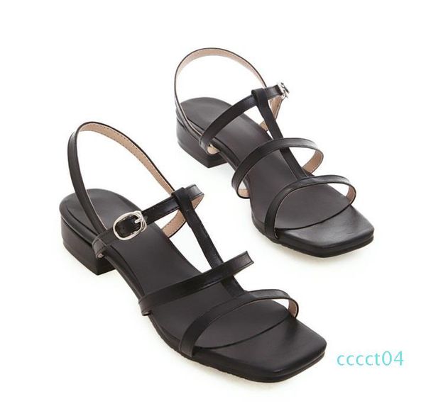 

big small size 31 to 42 to 46 casual style yellow blue t strap low heel sandals luxury women designer slides tradingbear c13, Black