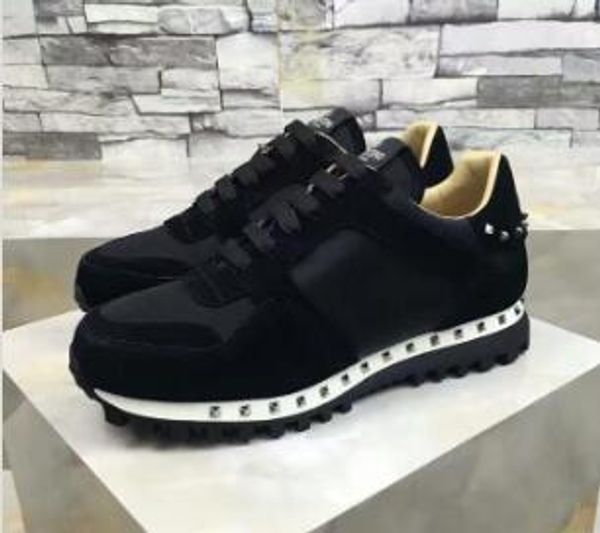 

designer shoes runner studded trainers shoes women men rockrunner women men platform sneakers casual walking flats size 36-46 0, Black