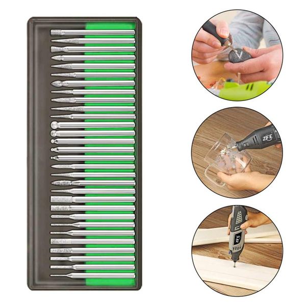 

30pcs diy tool for glass marble rock jewelry engraving rotary tool set drilling cutting grinding diamond burr glass drill bits
