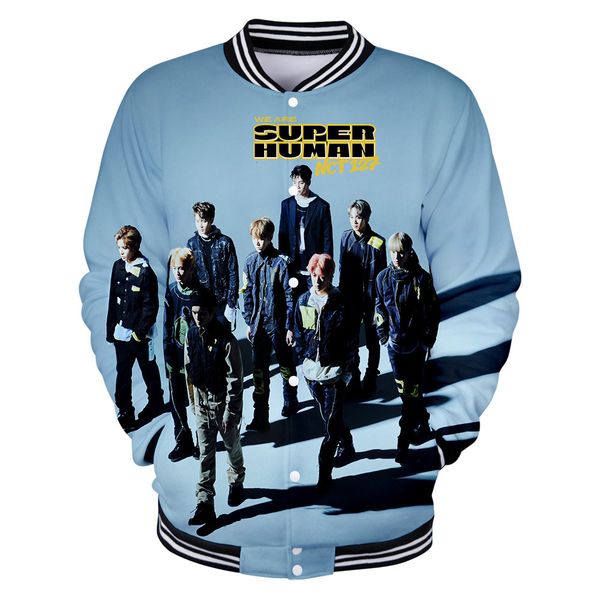

team shirt men's event nct127 new album we are superhuman trend baseball clothes t shirts, Black