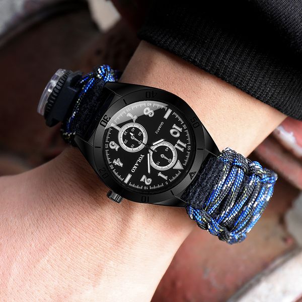 

multifunction outdoor sports men's watch compass, whistle, hemostatic multi-function watch mens relogio masculino, Slivery;brown