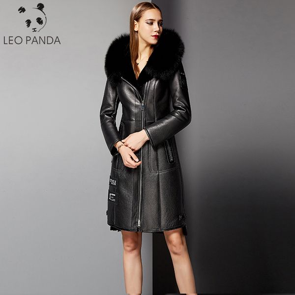 

new winter thicken real natural sheepskin leather coat women black genuine fur collar russian suede coats plus size 5xl 6xl