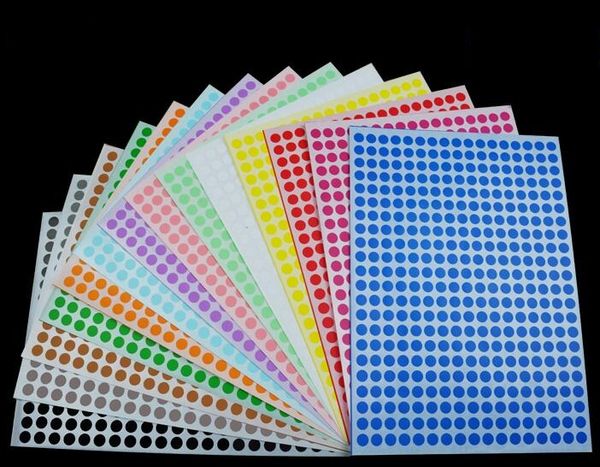 

12 sheets 6mm/8mm/10mm/13mm/16mm/19mm/25mm/32mm/50mm circle sticker round coded adhesive label blank dot sticker stationery