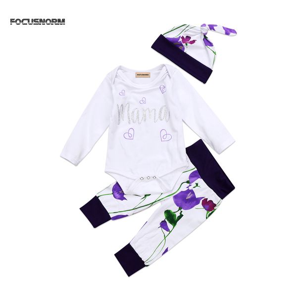 

adorable newborn toddler boys girls clothes mama print long sleeve romper long purple floral pants clothes outfits set for baby, Pink;blue