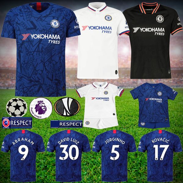 

new chelseaman hazard soccer jersey 2019 2020 fourth pulisic lampard football shirt kovacic kante mens jersey kids kit willian soccer jersey, Black;yellow