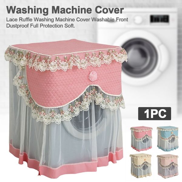 

laundry full protection lace ruffle bathroom front home floral durable decoration dustproof washable soft washing machine cover
