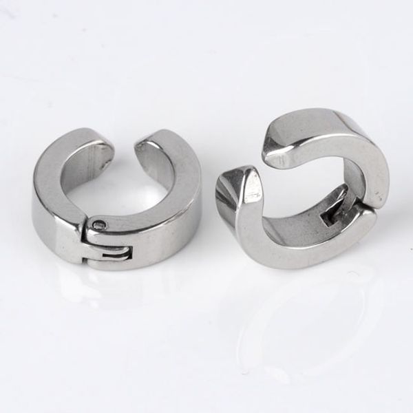 

ayliss 4pcs men stainless steel fake piercing ear stud cuff hoop non-piercing clip-on earrings punk dilataciones falsas piercing, Slivery;golden