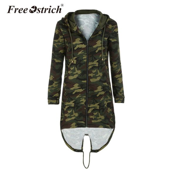 

ostrich camouflage coat women 2019 fashion loose hooded long sleeve zipper outwear casual jacket l2535, Black;brown