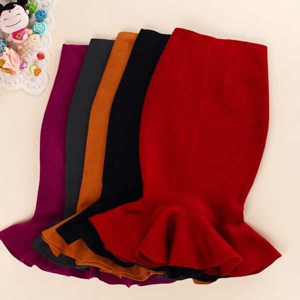 

knitted mermaid office lady women's midi skirt black high waist solid ruffle party womens skirts 2019 autumn bottoms female, Black;gray