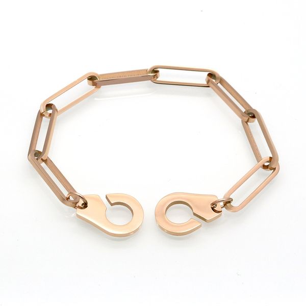 

stainless steel link chain handcuff clasp bracelet silver color gold color rose punk jewelry, Black
