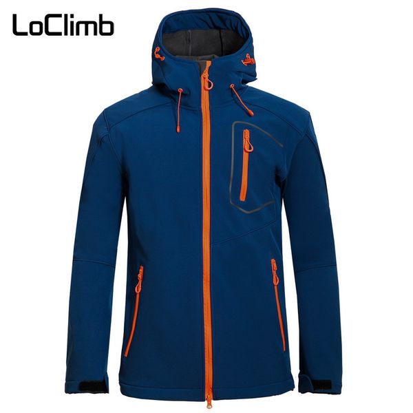 

loclimb softshell men hiking jacket waterproof windproof outdoor sport men's coat for spring trekking climbing fishing ski,am107, Blue;black