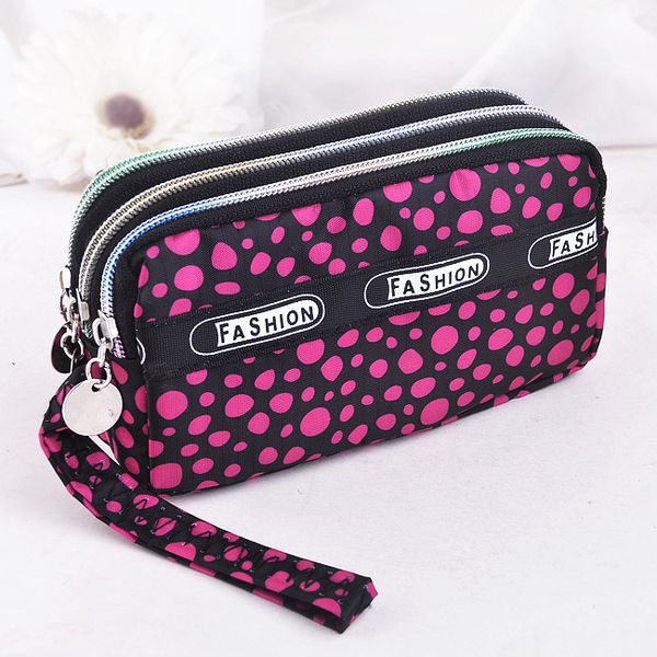 

fashion women wallet canvas fabric zipper lady purses moneybags floral dot coin purse clutch wristlet handbag girl wallets burse, Red;black
