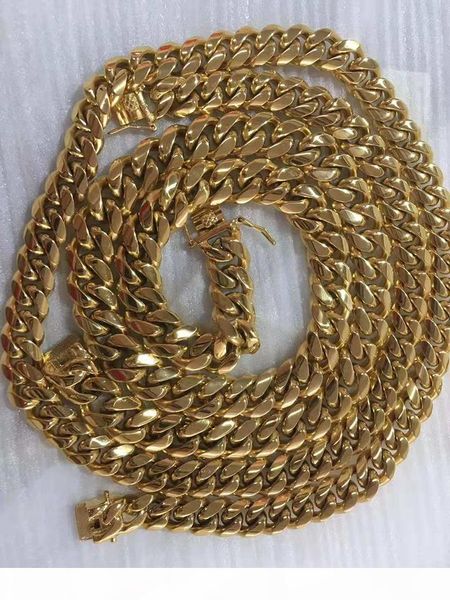 

16"-30" gold silver stainless steel cuban curb miami link chain chorkers necklaces for men hip hop rock jewelry