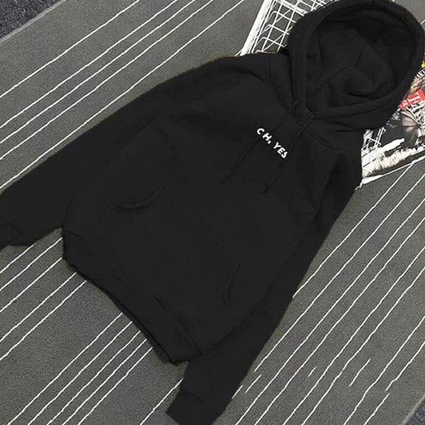 

autumn winter fleece sweatshirt oh yes letter print harajuku pullover thick loose women hoodies 2019 female casual coat droppin, Black