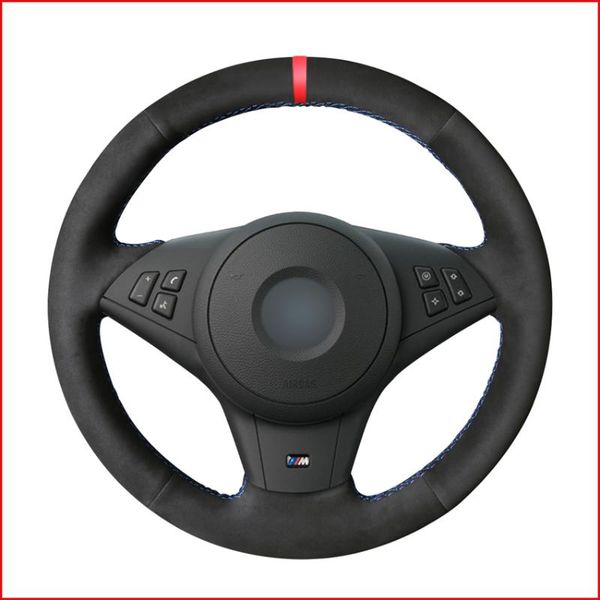 

mewant black suede steering wheel cover for e60 m5 2005-2008 e63 e64 cabrio m6 2005 2006 2007 2008 2009 2010 accessories