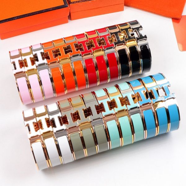 

Luxury de igner jewelry women men bracelet fa hion enamel h letter bangle jewelry tainle teel ro e gold ilver bangle