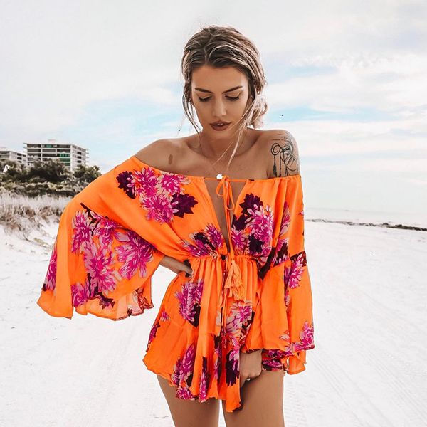 

rompers для женщин bodysuit женщины boho с плеча женщины palysuit цветочный берег летом короткий комбинезон romper 2019 sexy повседневный ко, Black;white