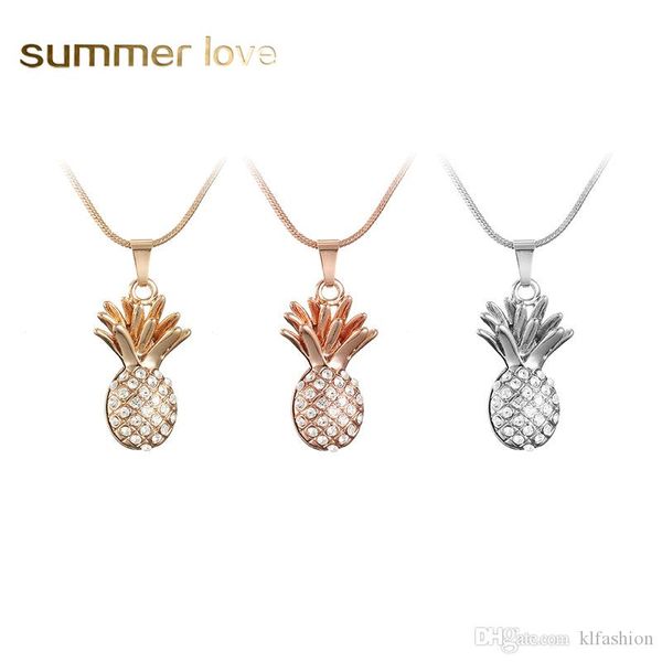 

новый золото серебро цвет плоды ананаса choker ожерелье кристалл rhinestone ожерелье женщины цепи себе подарок ювелирных изделий девочка col, Silver