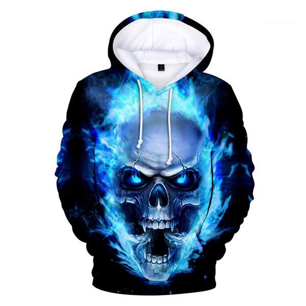 

skulls 3d printed street style casual long sleeved hooded pullover sweatshirts mens fashion hoodies mens designer hoodies, Black