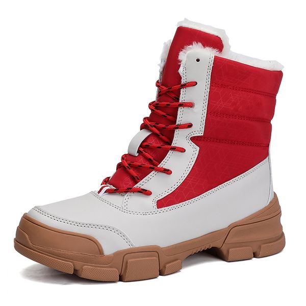 

winter fashion warm snow boots women pu leather trekking hiking shoes non slip high plush tactical climbing boots plus size