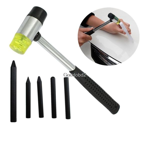 

5pcs/set pdr tools tap down knock down tools rubber hammer nylon pen paintless dent repair black hand