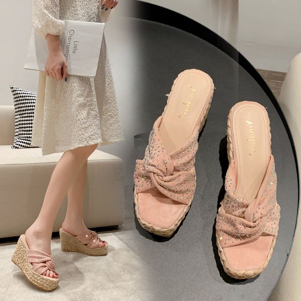 

low shoes ladies' slippers slipers women platform on a wedge slides jelly flip flops 2020 glitter elegant, Black