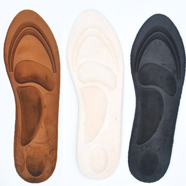 

women men 4d suede memory foam ortc insole winter warm arch support orthopedic insole flat foot feet care sole shoe pads, White;pink