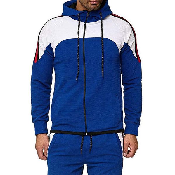

designer patchwork mens sport coat fashion hooded long sleeves sweatshirt spring casual mens zipper hoodies male clothing, Black